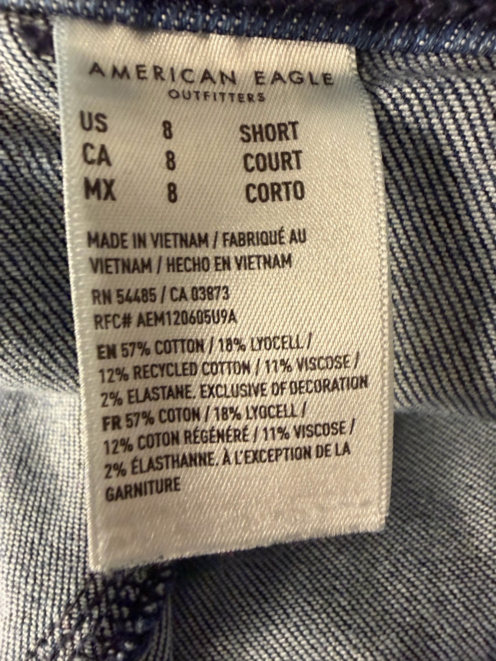 American Eagle Women’s Wide Leg Dark Blue Denim Jeans Size 8 Petite - Picture 8 of 12